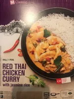 Red thai chicken curry with jasmine rice