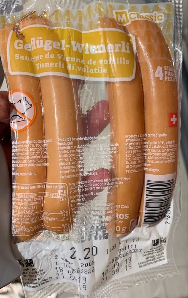 Saucisses de vienne de volaille