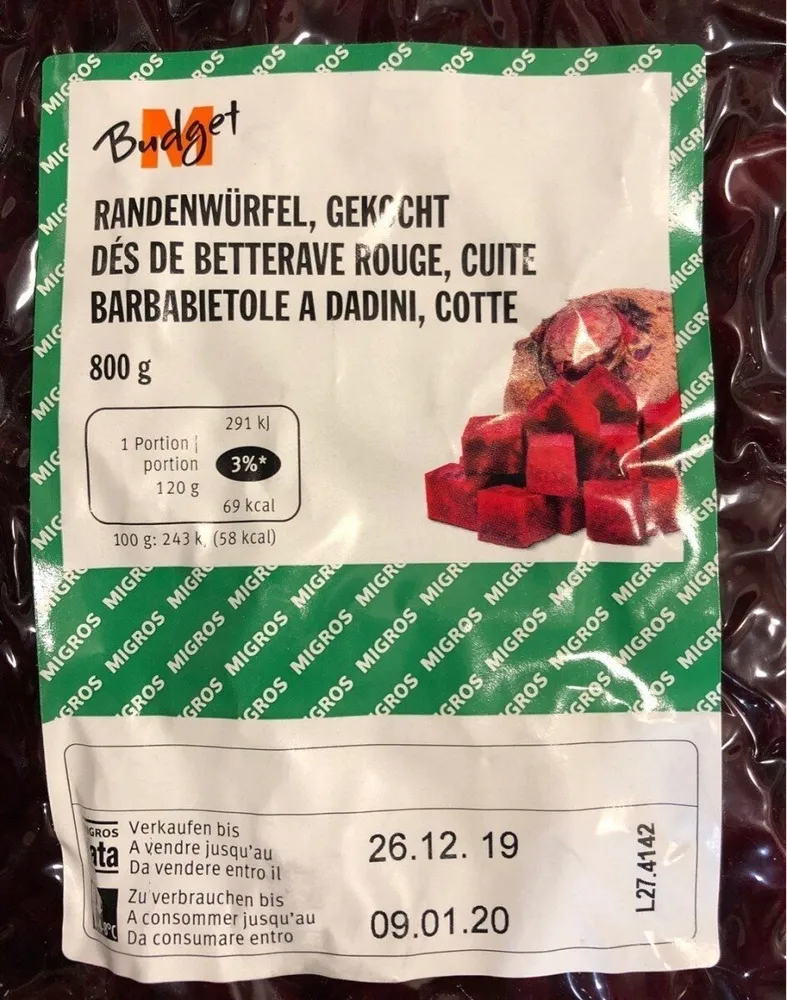 Dés de betterave rouge, cuite