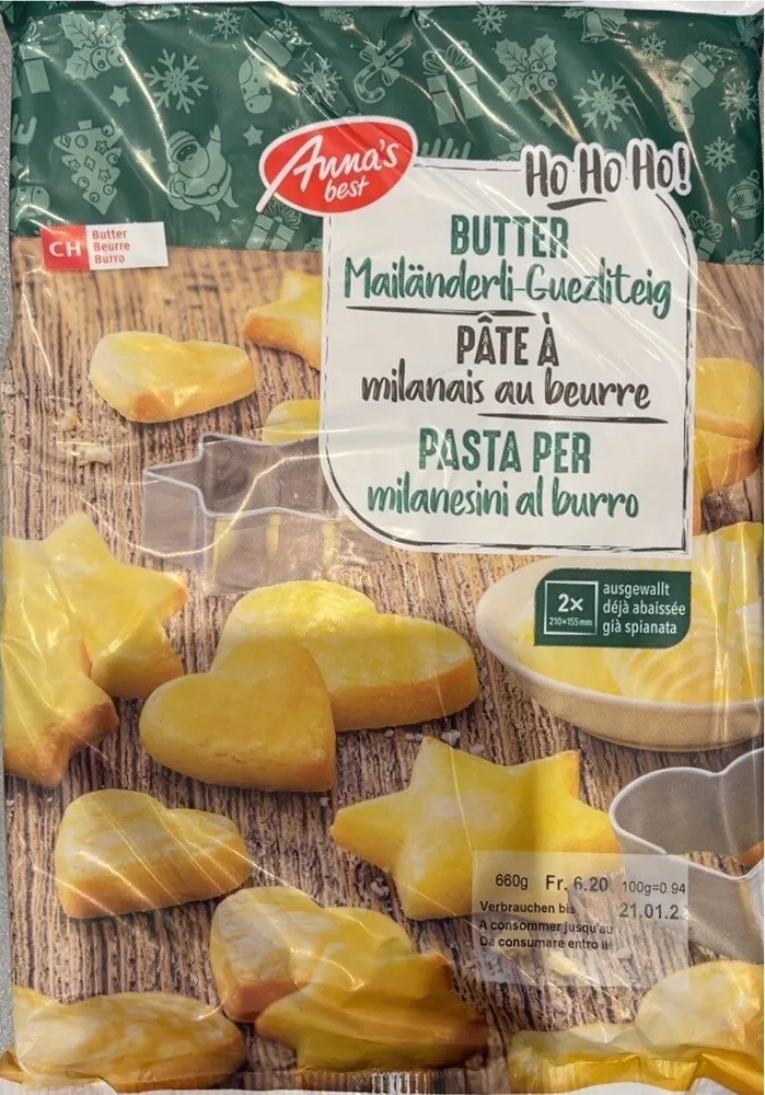 Pâte à milanais au beurre