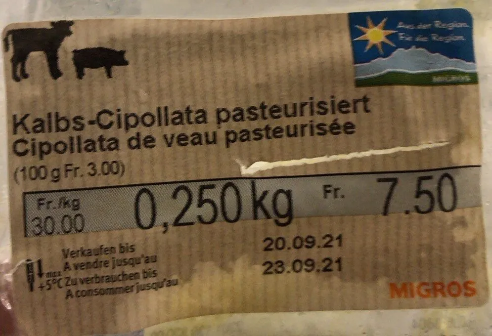 Cipollata de veau pasteurisée