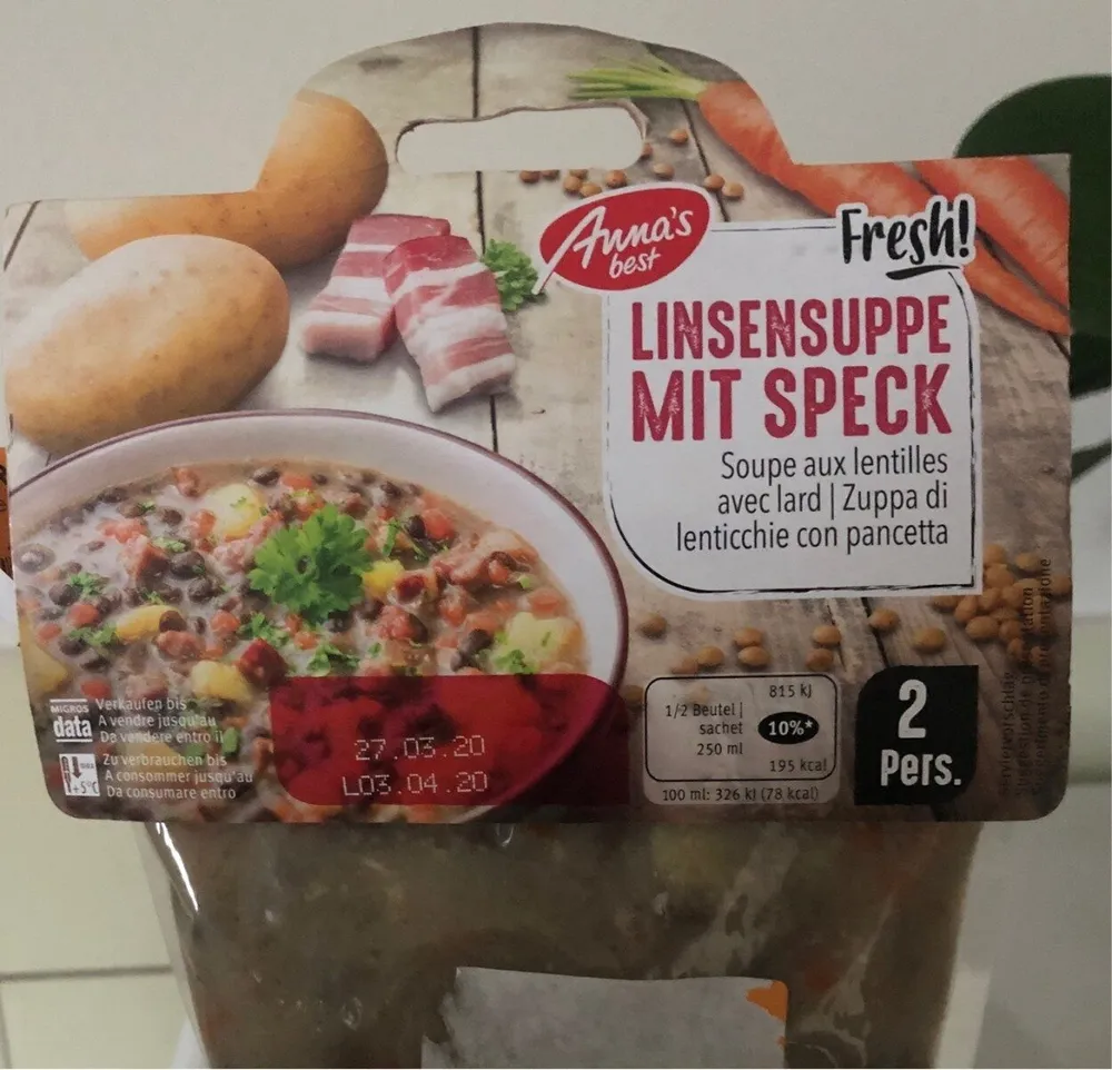 Soupe aux lentilles avec lard