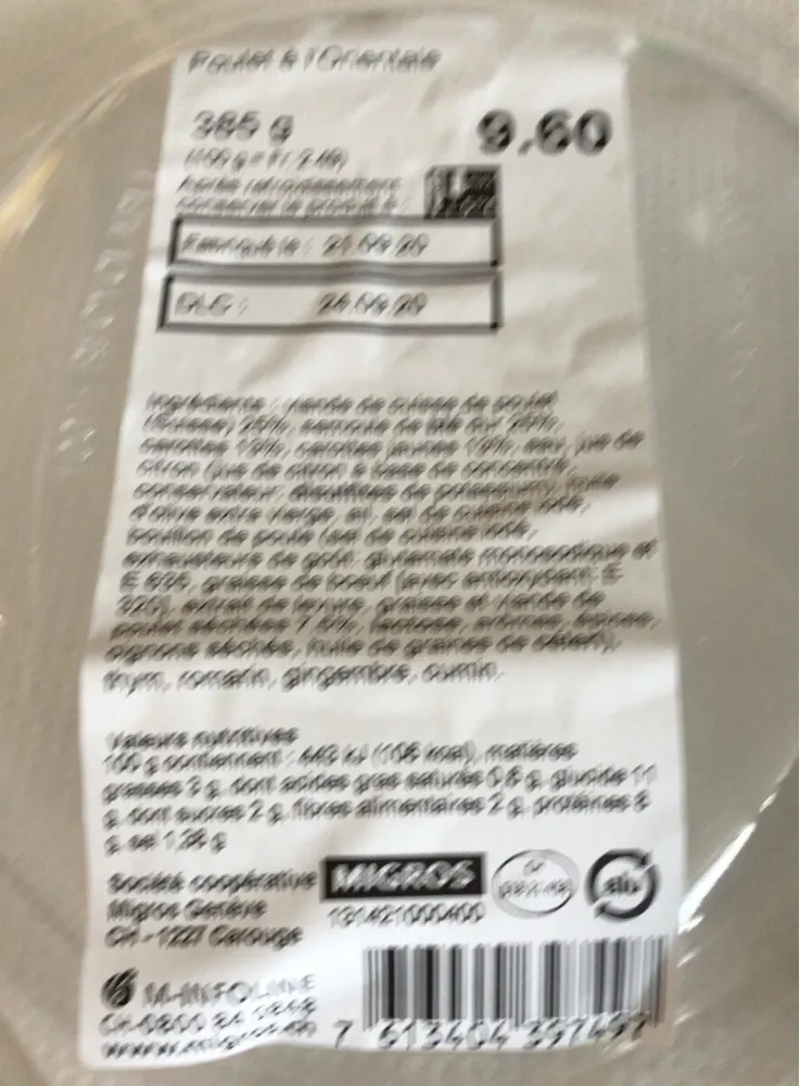 Poulet orientale