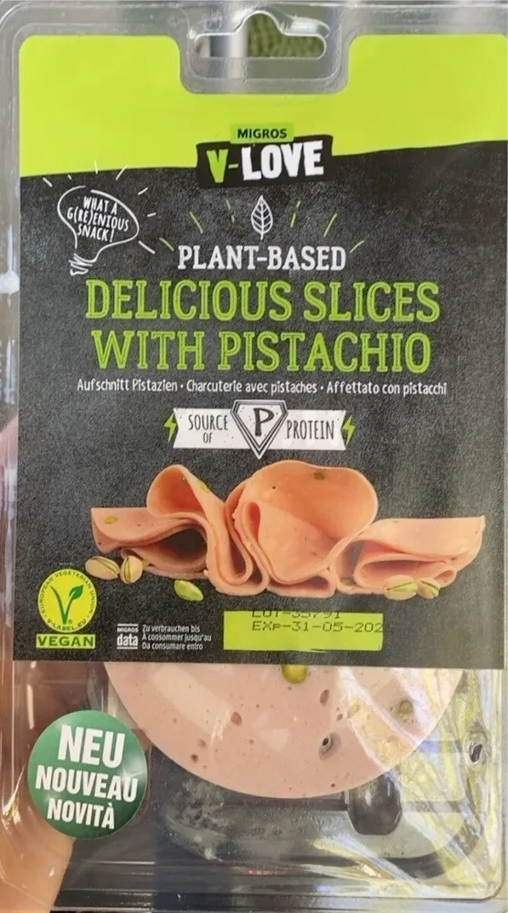 Plant based delicious slices with pistachio