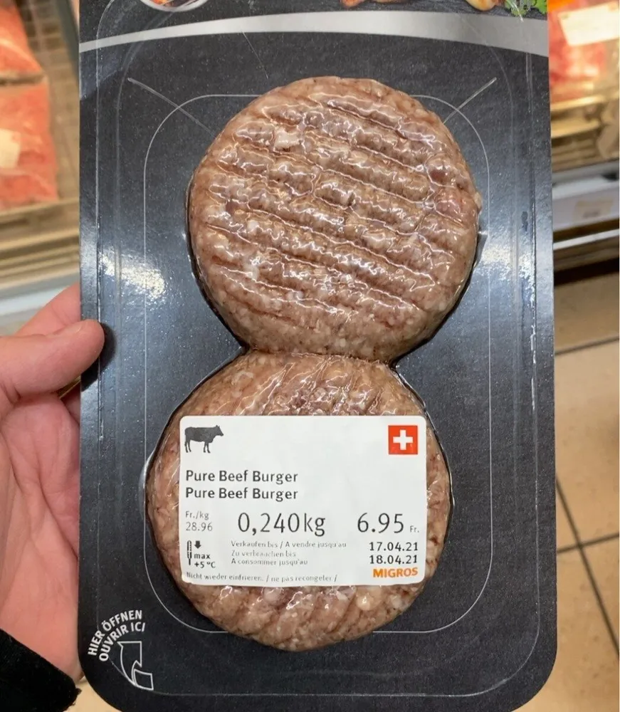 Pure beef burger