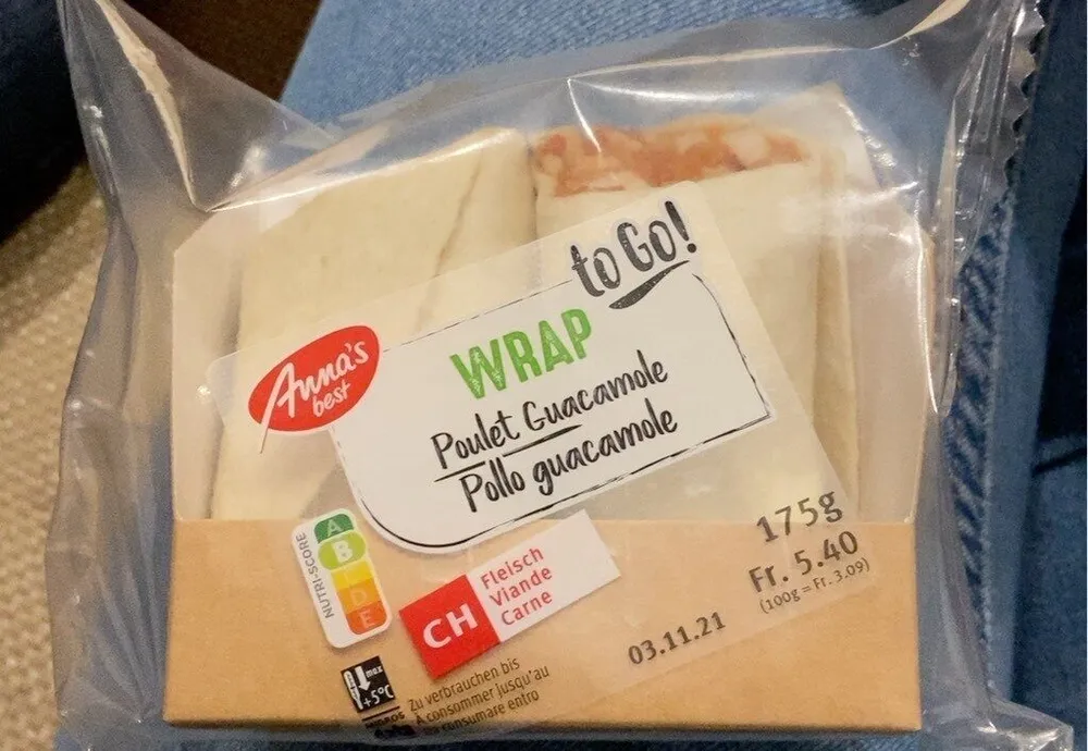 Wrap poulet guacamole