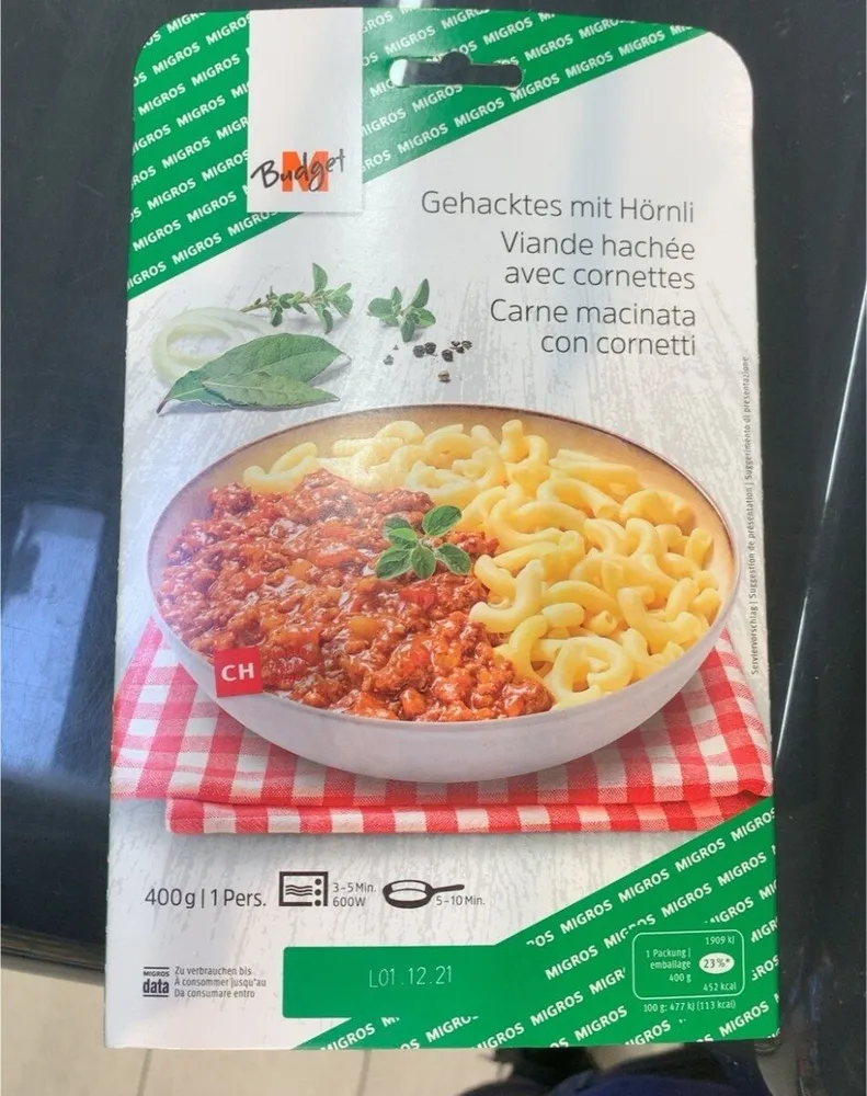 Viande hachée avec cornettes
