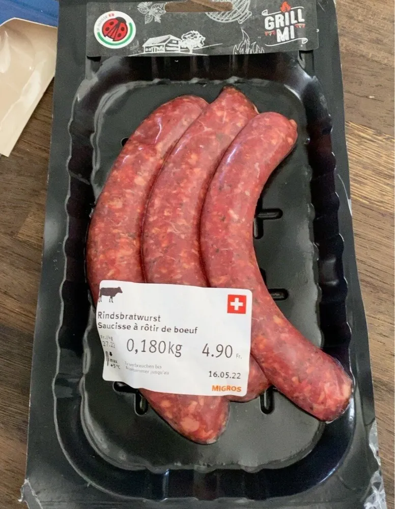 Rindsbratwurst saucisse à rotir de bœuf