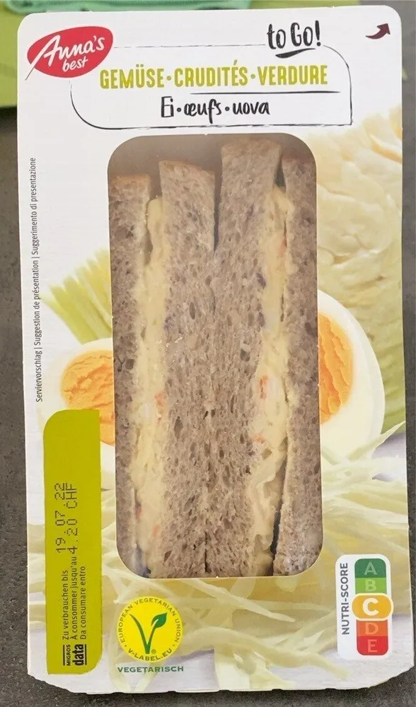 Sandwich crudités verdure
