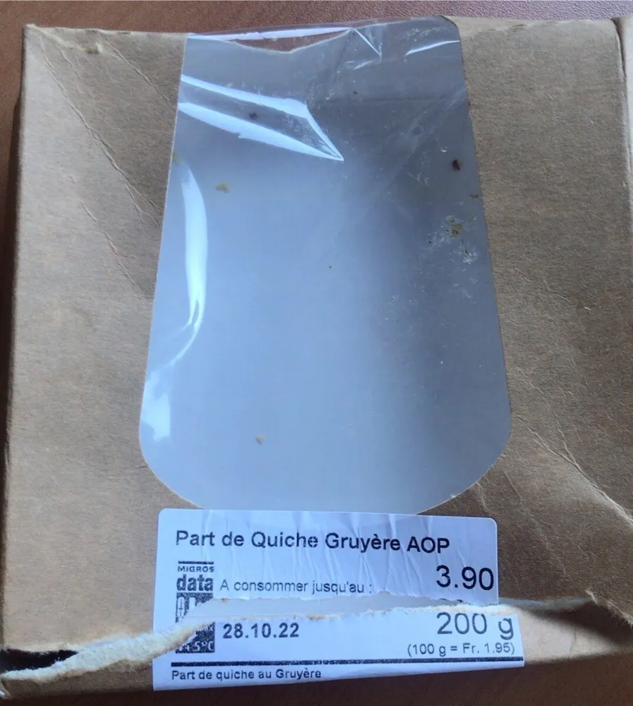 Part de Quiche Gruyère AOP