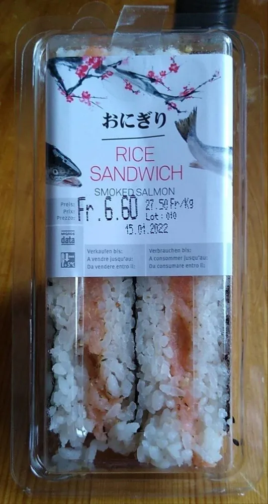 Rice sandwich smoked salmon