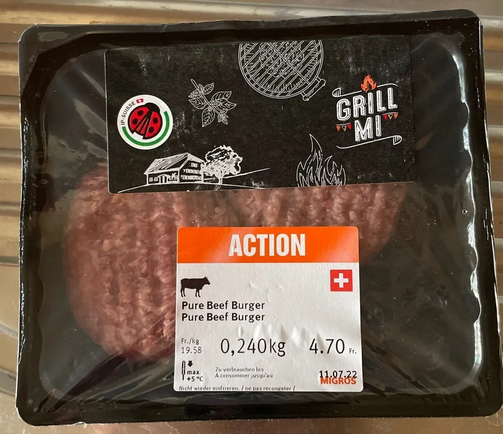 Pure beef burger