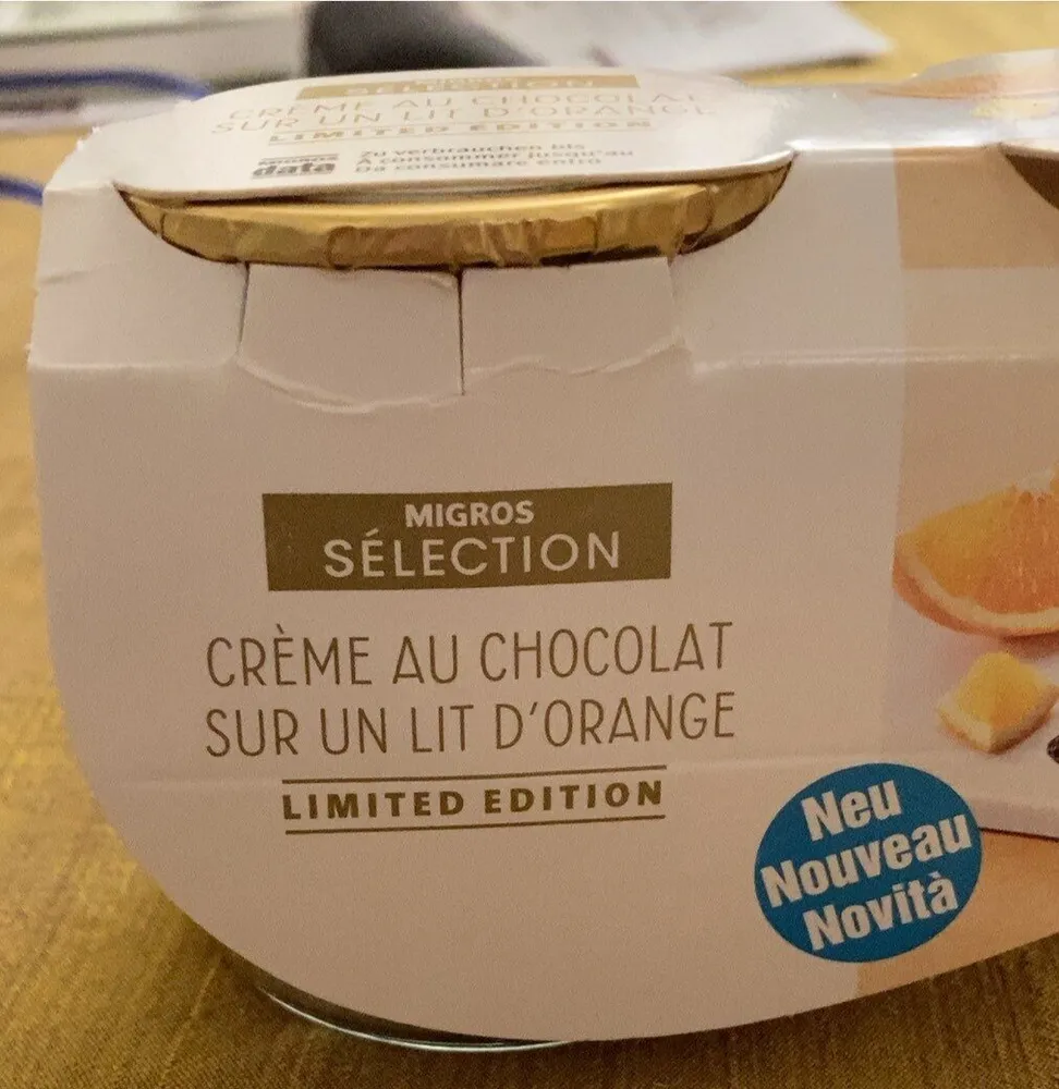 Crème au chocolat sur un lit d’orange