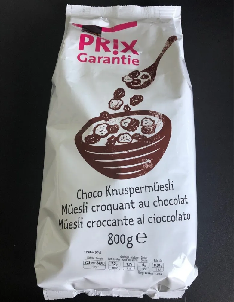 Muesli croquant au chocolat
