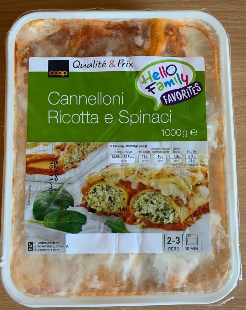 Cannelloni ricotta epinard