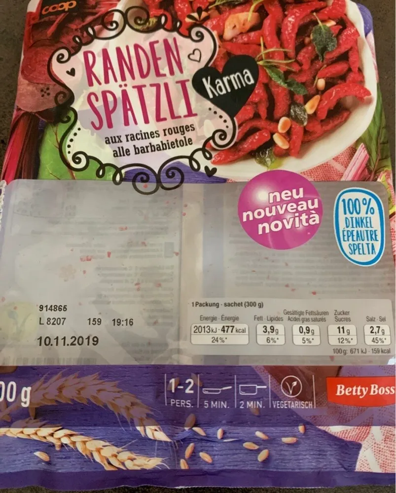 Spätzli aux racine rouges