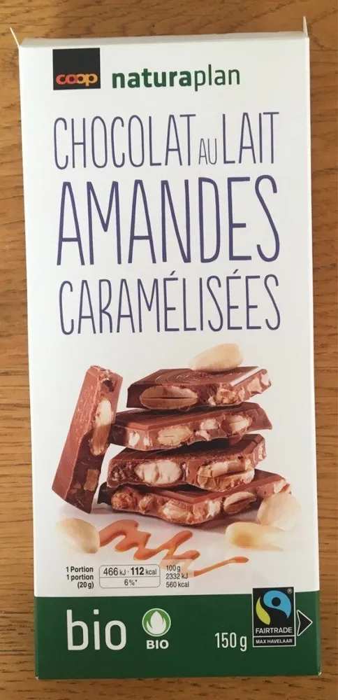Chocolat au lait amandes caramelisées