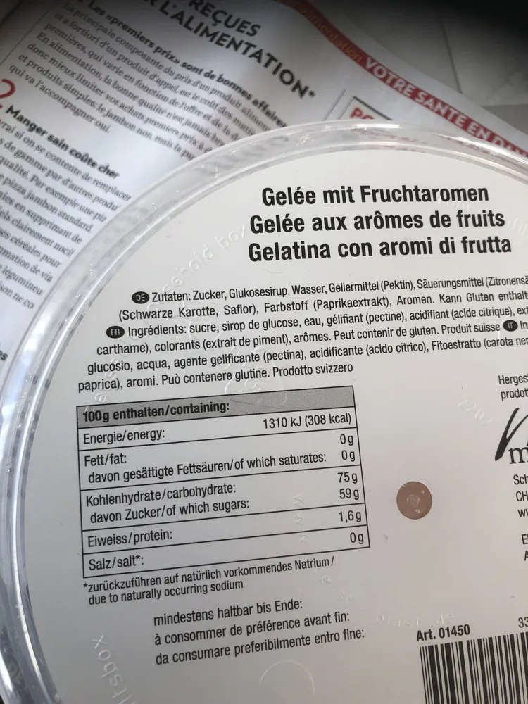 Munz gelée aux arômes de fruits