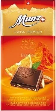 Munz Swiss Premium Zartbitter Orange / Mandeln 100G