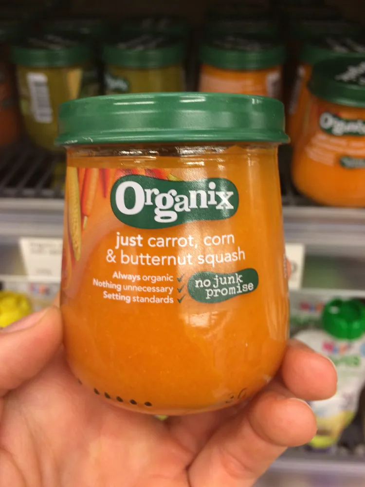 Organix just carrot, corn & buttternut squash