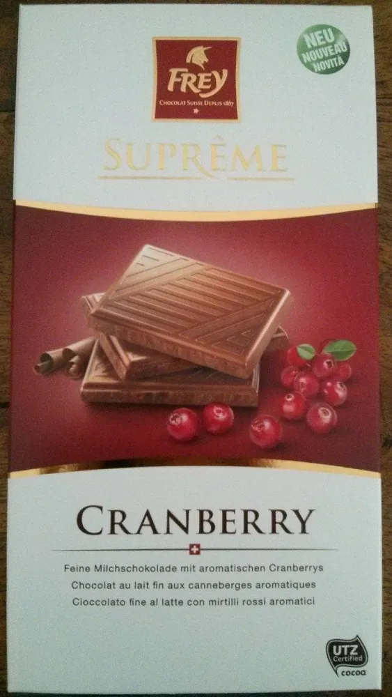 Chocolat au lait fin aux canneberges aromatiques
