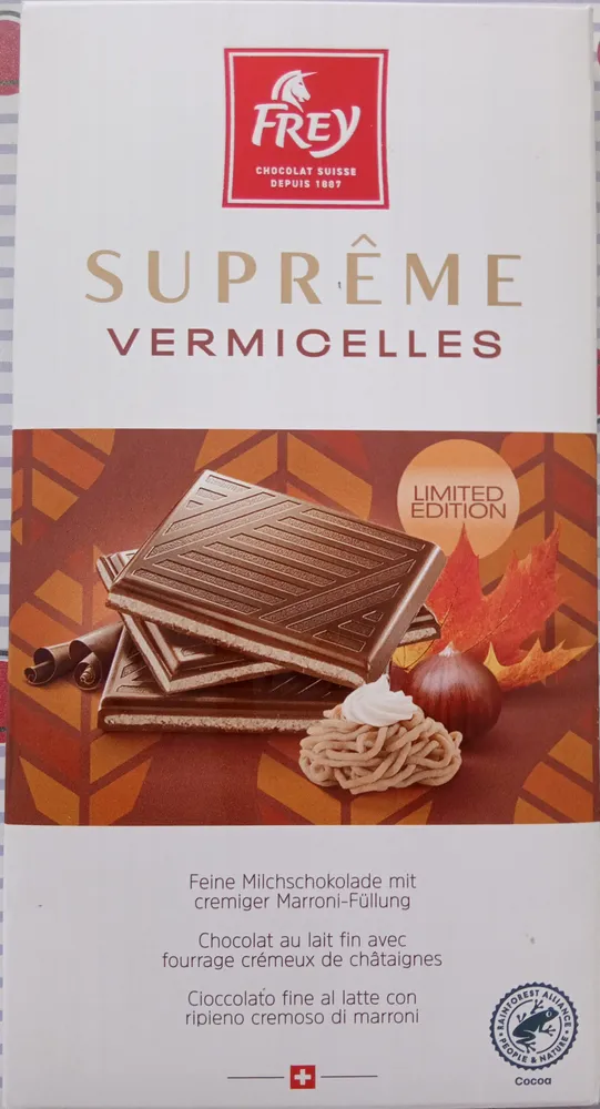 Chocolat au lait fin avec fourrage crémeux de châtaignes