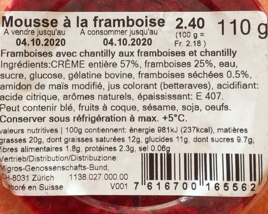 Mousse a la framboise