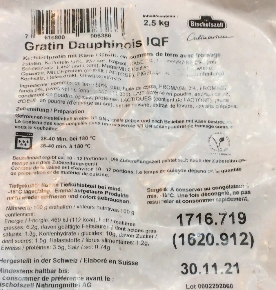 Gratin Dauphinois IQF