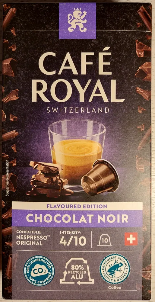 Capsules café arôme chocolat noir
