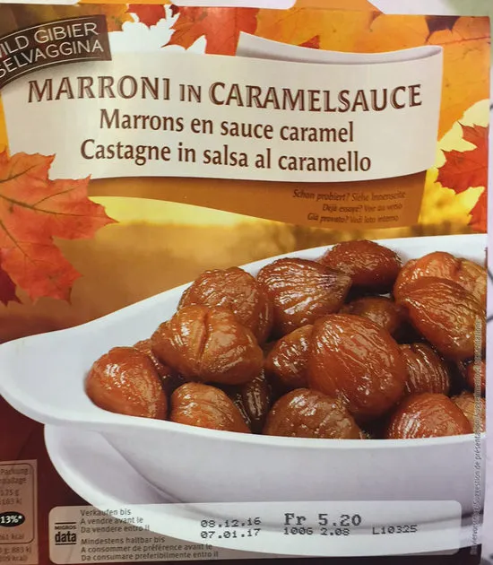 Wild Gibier Selvaggina Marrons en sauce caramel