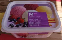 Glace à l'eau fraise/citron/myrtille/mangue