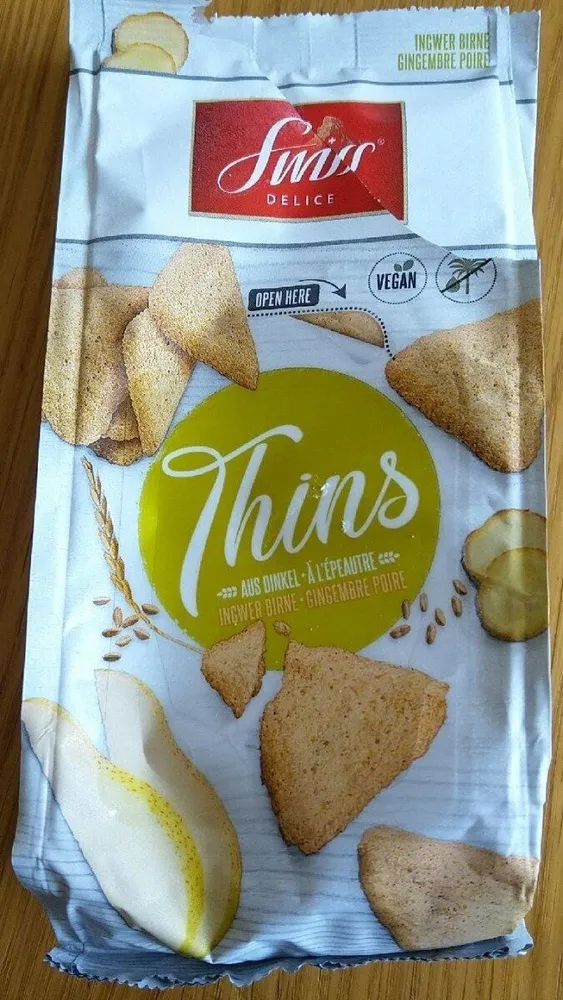 Thins à l'épautre gingembre poire