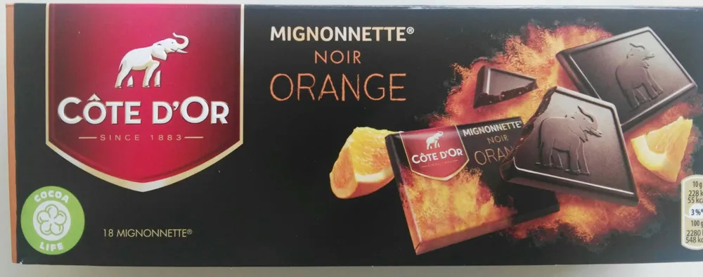 Côte D'or Mignonnettes Noir Orange 12X180G 18PCS