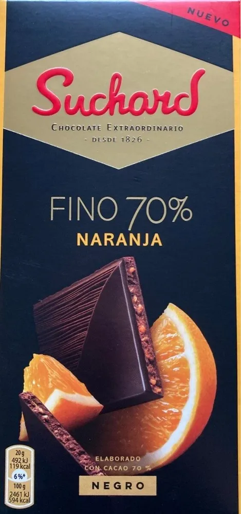 Chocolate negro 70% fino con naranja
