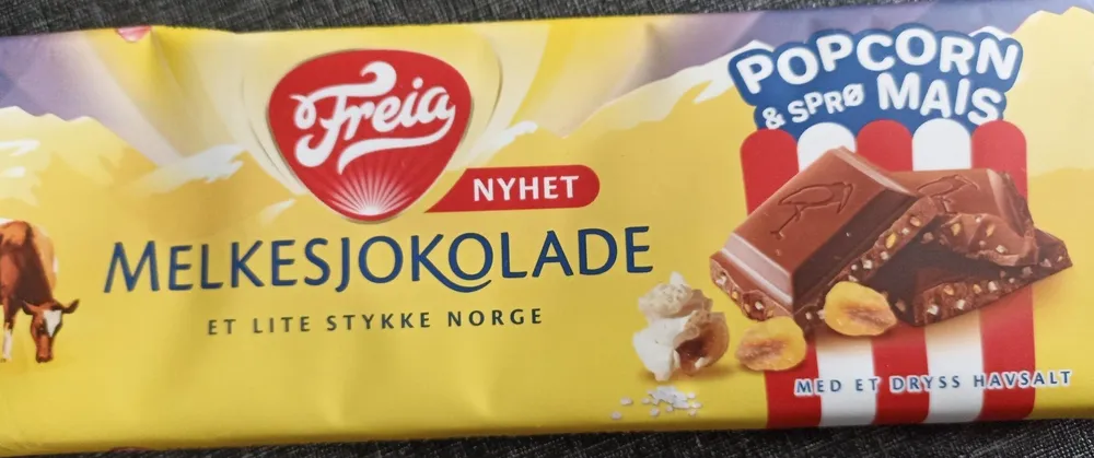 Melkesjokolade Popcorn & sprø mais med er dryss havsalt
