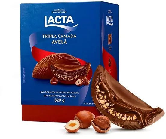 Ovo De Páscoa Ao Leite Recheio Avelã Lacta Tripla Camada Caixa 320g