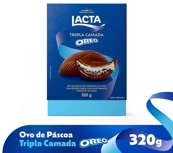 Ovo De Páscoa Ao Leite Recheio Oreo Lacta Tripla Camada Caixa 320g