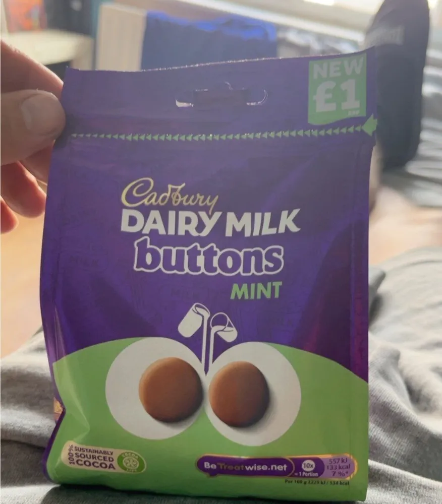 Cadbury dairy milk buttons mint