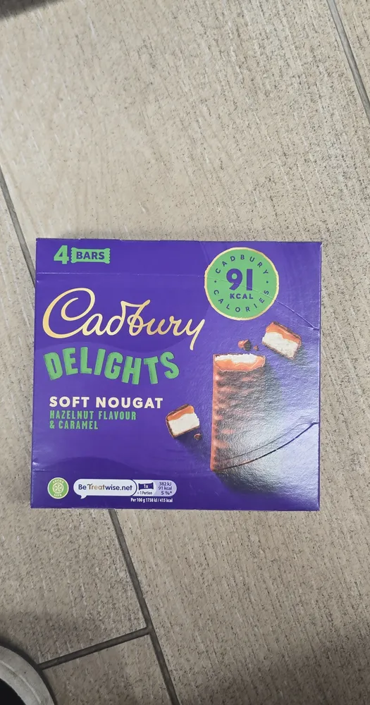 BARS Cadbury DELIGHTS SOFT NOUGAT HAZELNU & CARANE