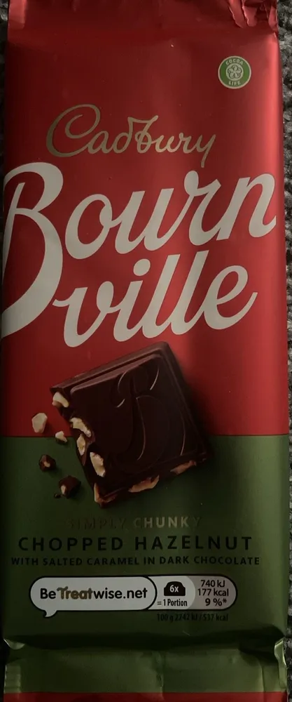 Cadbury Bourn ville SIMPLY CHUNKY CHOPPED HAZELNUT