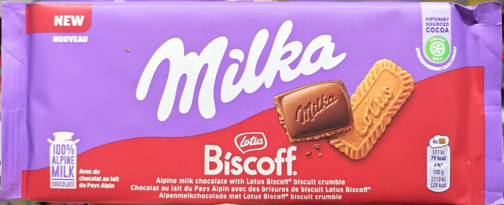 Biscoff Alpine milk chocolate with Lotus Biscoff biscuit crumble