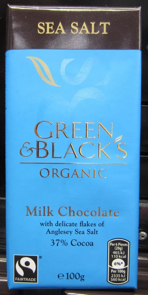 Green & black's organic chocolate bar milk chocolate with sea salt