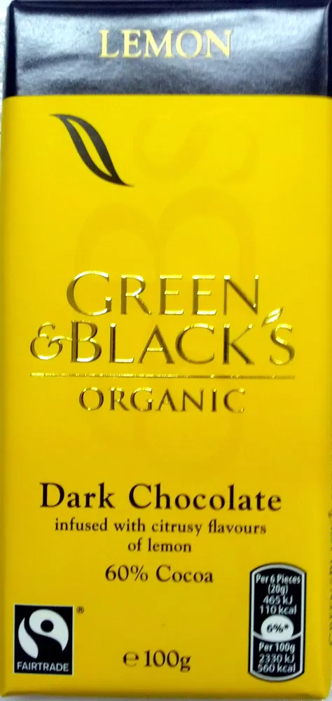 Green & Black's Organic Lemon Dark Chocolate 60% Cocoa