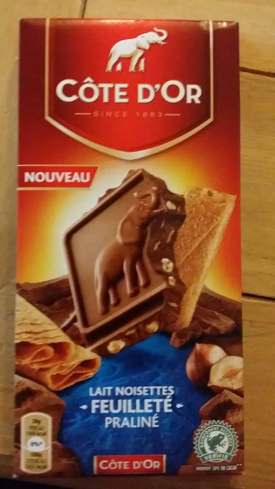 Chocolat au Lait Noisettes Feuilleté praliné