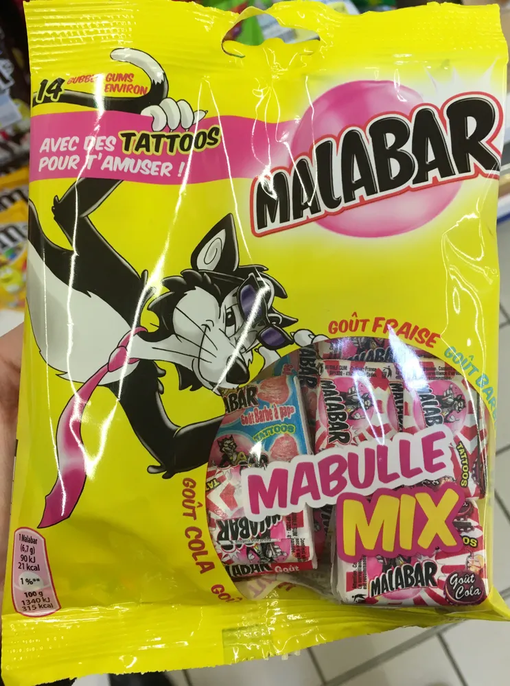 Mabulle Mix - Bubble gum goûts Tutti Frutti, Cola et Barbe à papa