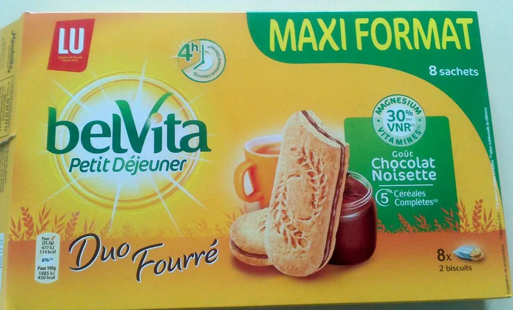 BelVita Petit Déjeuner Duo Fourré goût Chocolat Noisette