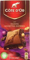 Lait Raisins Noisettes entières