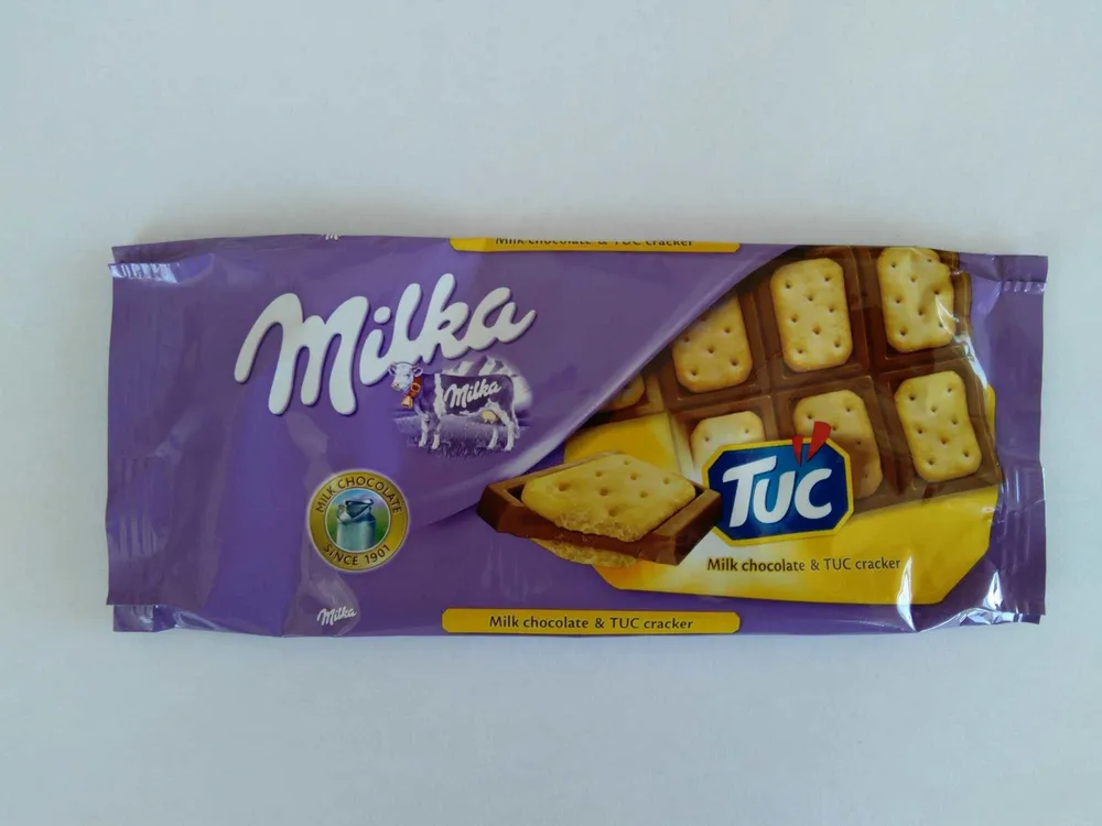 Milka Alpine Milk Chocolate with Salted TUC Cracker