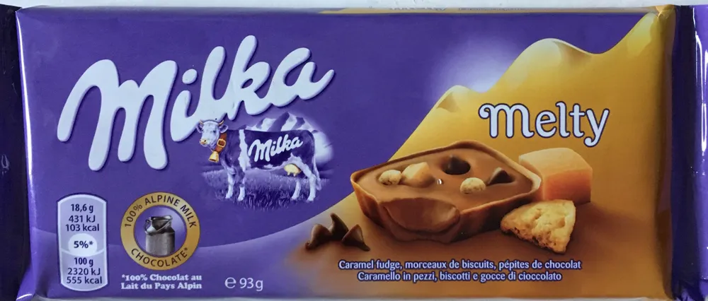 Melty Caramel fudge, morceaux de biscuits, pépites de chocolat