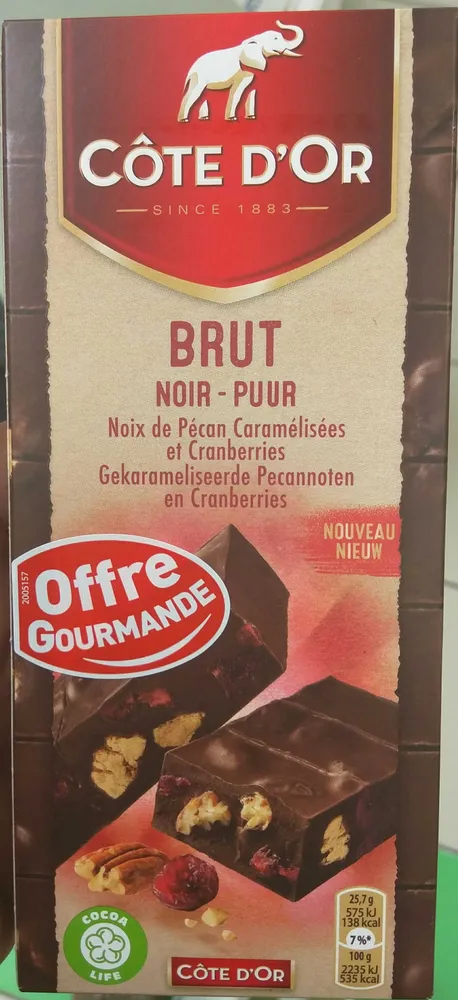 Brut Noir Noix de Pécan Caramélisées et Cranberries